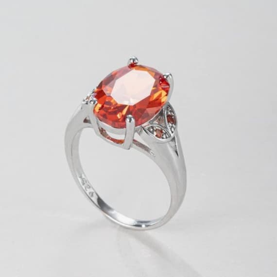 Sterling Silver Large Carat Oval Cut Twilight Orange MysticQuartz OrangeGemstone - Image 1