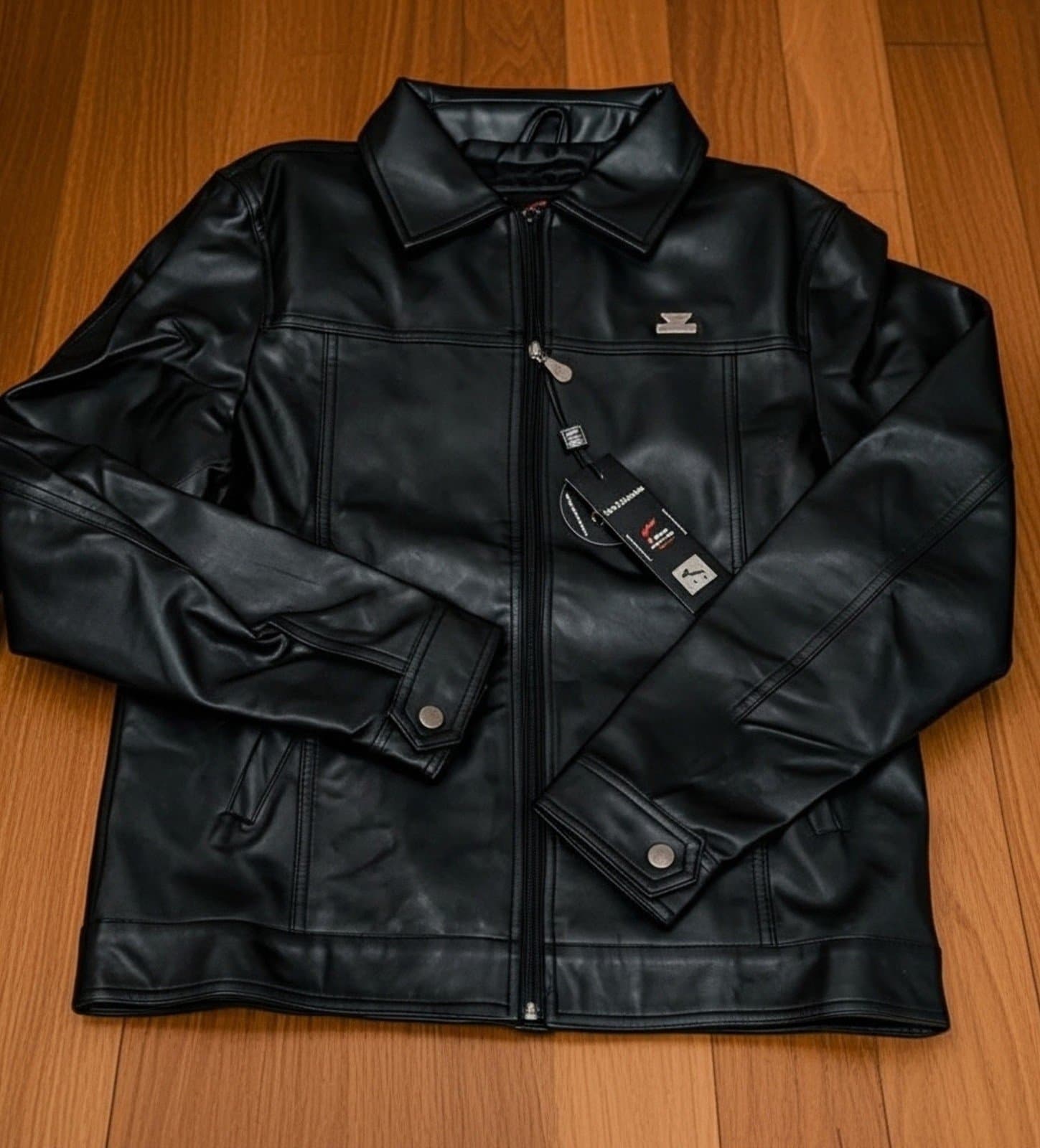 R Rosso Black & Gold Successful Collection series italian leather jacket. SizeXL - Image 1