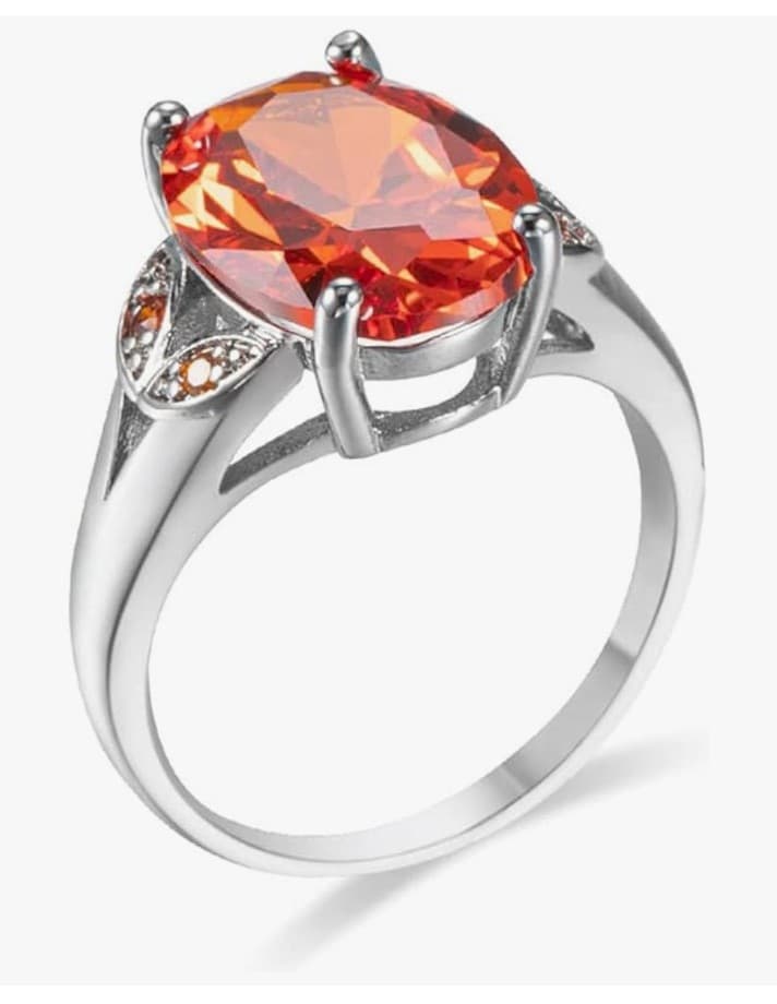 Sterling Silver Large Carat Oval Cut Twilight Orange MysticQuartz OrangeGemstone - Thumbnail 5