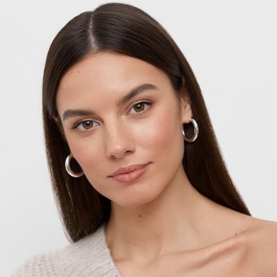 4mm Thick sterling Earrings Hoops Earrings For Women 30mm - Thumbnail 4