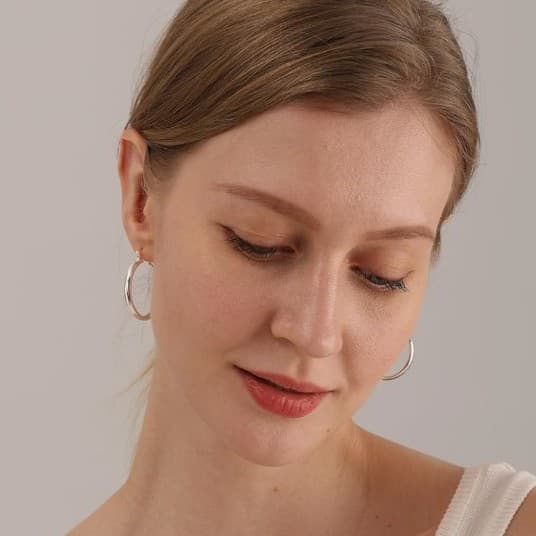 4mm Thick sterling Earrings Hoops Earrings For Women 30mm - Thumbnail 6