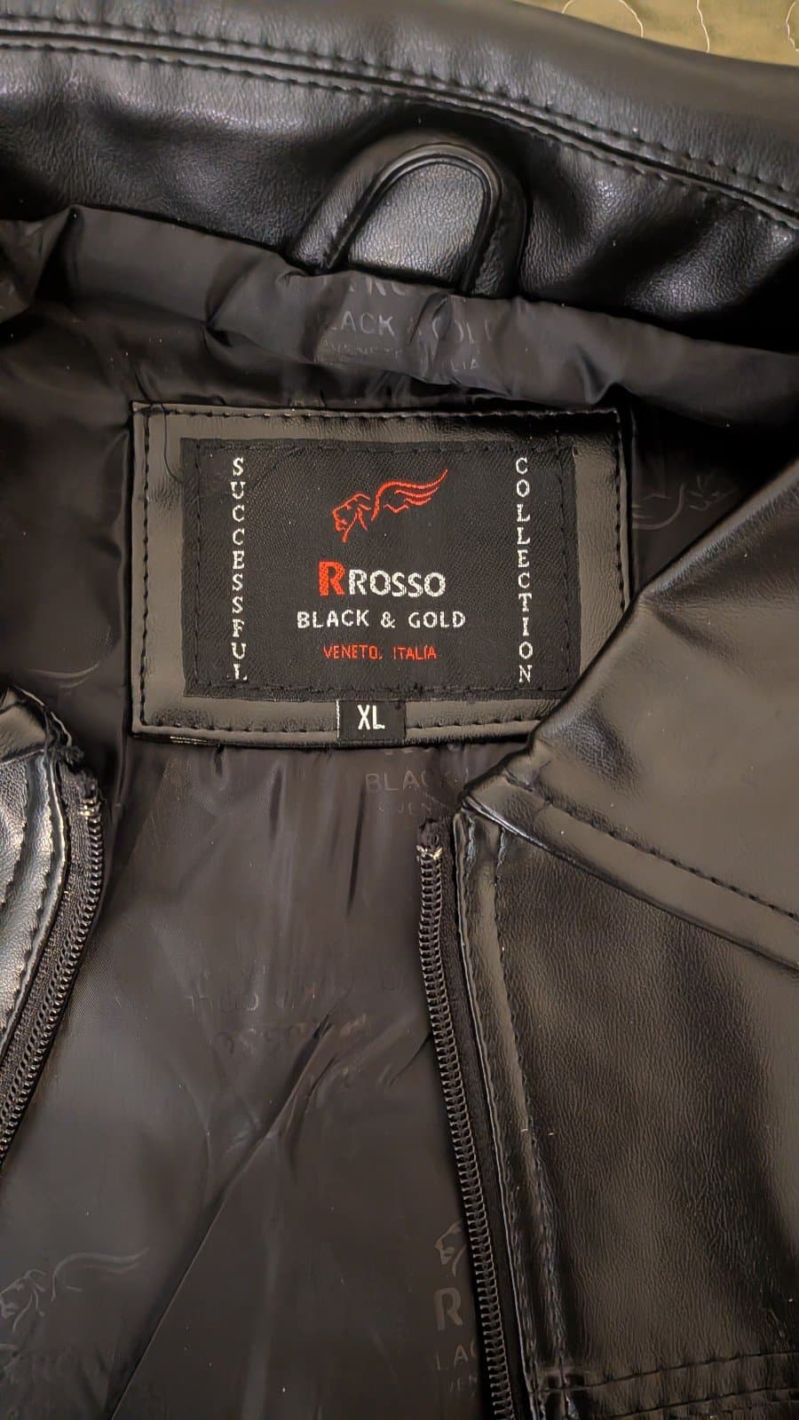 R Rosso Black & Gold Successful Collection series italian leather jacket. SizeXL - Thumbnail 3