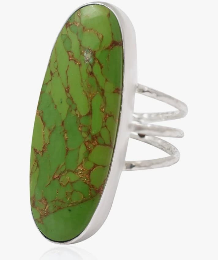 Sterling silver green turquoise ring size 6 Brand new ! - Thumbnail 2