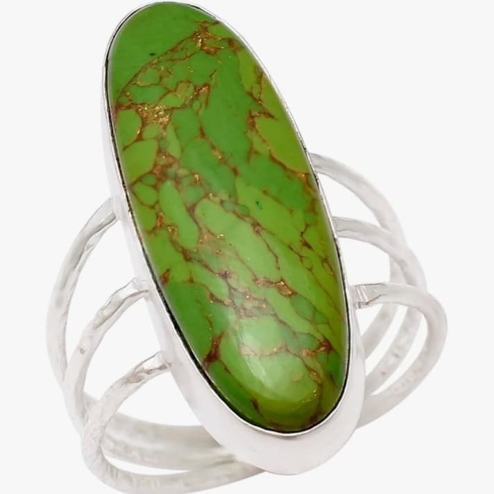 Sterling silver green turquoise ring size 6 Brand new ! - Image 1