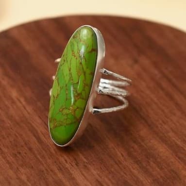 Sterling silver green turquoise ring size 6 Brand new ! - Thumbnail 4