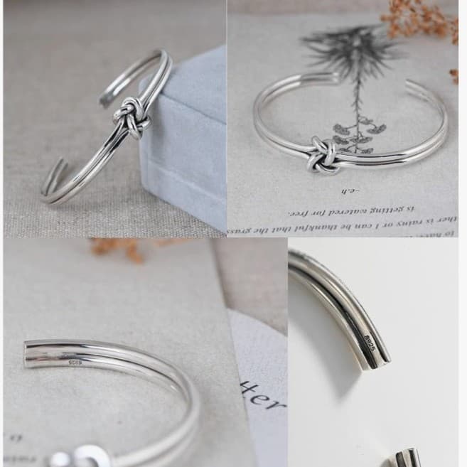 Sterling Silver Lovers Knot cuff bracelet Aka Retired James Avery Look alike - Thumbnail 4
