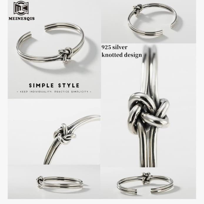 Sterling Silver Lovers Knot cuff bracelet Aka Retired James Avery Look alike - Thumbnail 3