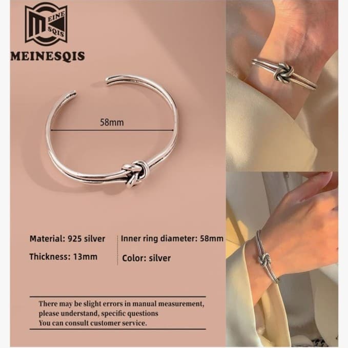 Sterling Silver Lovers Knot cuff bracelet Aka Retired James Avery Look alike - Thumbnail 5