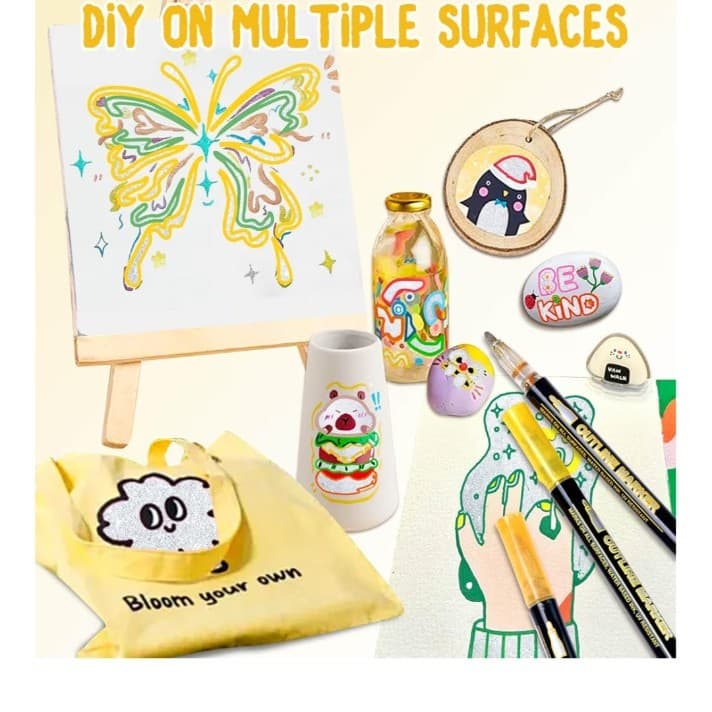 24 Colors Outline Glitter Markers, Coloring Gel Pens for Stocking Stuffers - Thumbnail 3