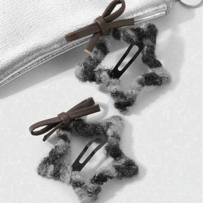 Hot topicStar-Shaped Hair Clips for Adults Rave/PunK Black & Gray Leopard Print - Thumbnail 7