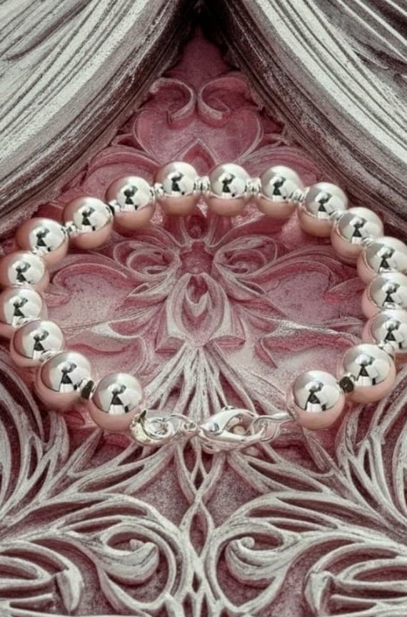 Sterling silver beaded bracelet - Image 1