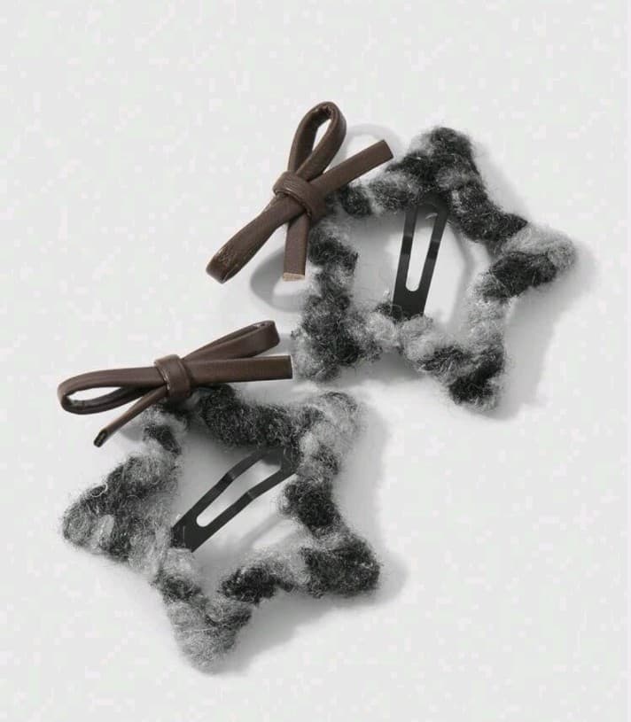 Hot topicStar-Shaped Hair Clips for Adults Rave/PunK Black & Gray Leopard Print - Thumbnail 3
