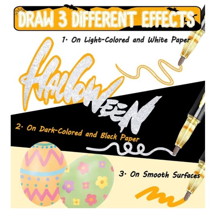 24 Colors Outline Glitter Markers, Coloring Gel Pens for Stocking Stuffers - Thumbnail 5