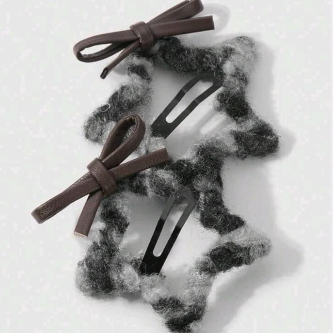 Hot topicStar-Shaped Hair Clips for Adults Rave/PunK Black & Gray Leopard Print - Thumbnail 9