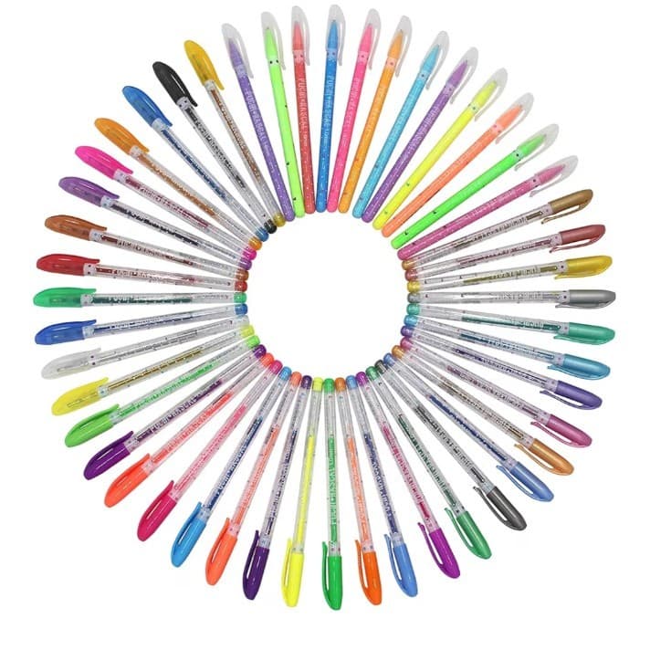 Coloured Gel pensIncluding Metallic, Pastel ,pack of 48 Rollers with 1.0 mm tip - Thumbnail 3
