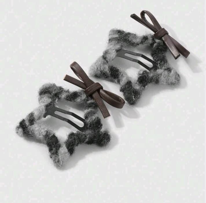 Hot topicStar-Shaped Hair Clips for Adults Rave/PunK Black & Gray Leopard Print - Thumbnail 4