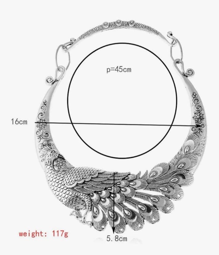 Silver plated Peacock statement bib necklace Brand new - Thumbnail 5