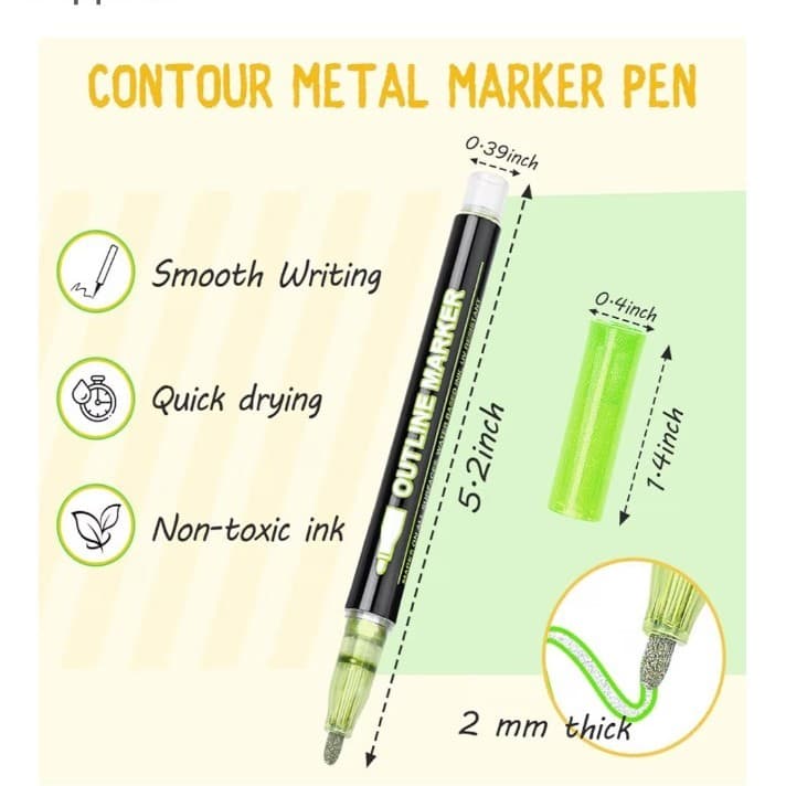 24 Colors Outline Glitter Markers, Coloring Gel Pens for Stocking Stuffers - Thumbnail 2