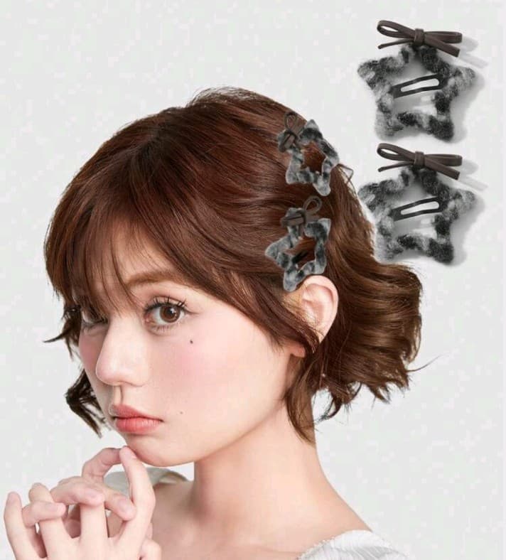 Hot topicStar-Shaped Hair Clips for Adults Rave/PunK Black & Gray Leopard Print - Thumbnail 2