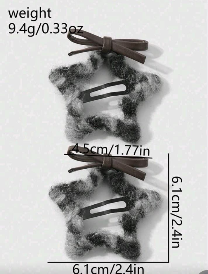 Hot topicStar-Shaped Hair Clips for Adults Rave/PunK Black & Gray Leopard Print - Thumbnail 10