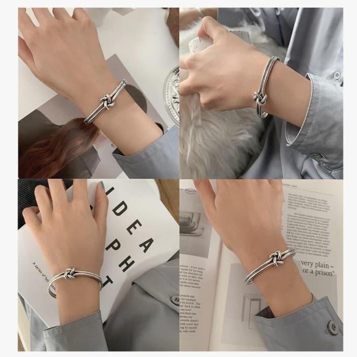 Sterling Silver Lovers Knot cuff bracelet Aka Retired James Avery Look alike - Thumbnail 2