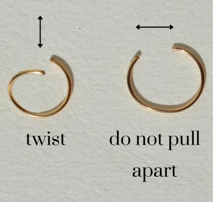 14k Gold Nose/Body/Earrings A pair of Hoop Ring Real Gold Thin for men or women - Thumbnail 5