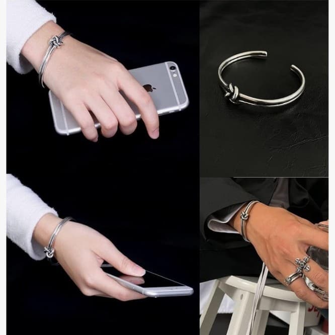 Sterling Silver Lovers Knot cuff bracelet Aka Retired James Avery Look alike - Thumbnail 6