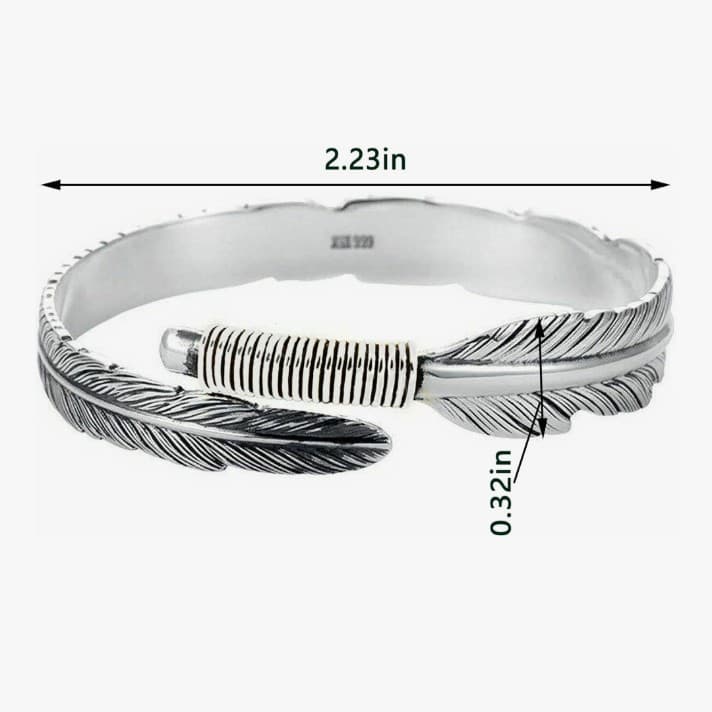 Silver Bohemian/ Southwestern Style Feather Bracelet - Thumbnail 2