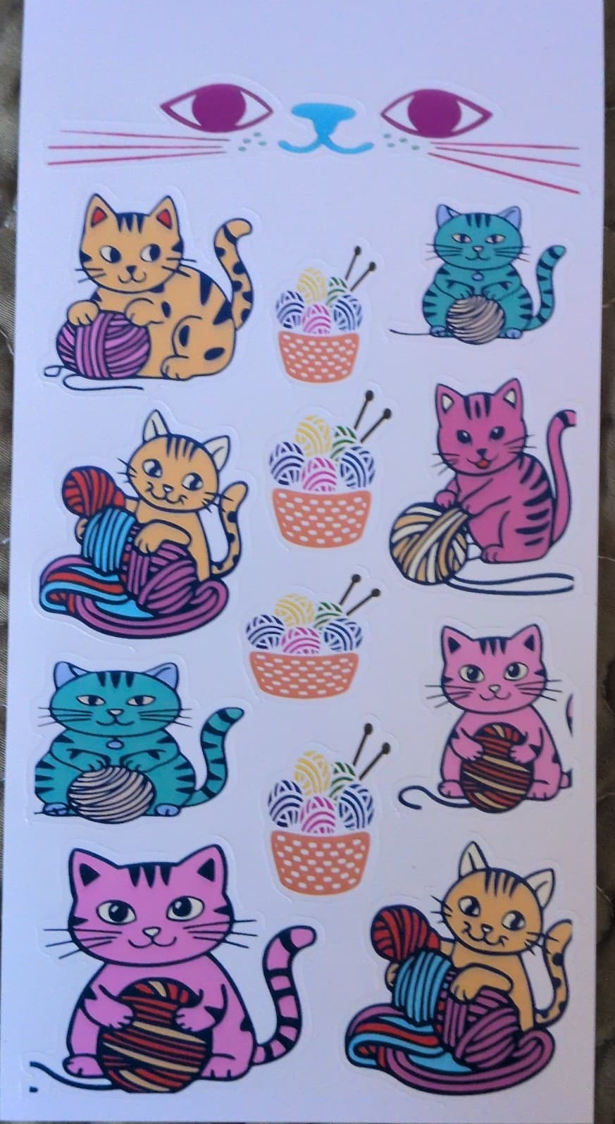 1 sheets of cat stickers cats playing with yarn - Thumbnail 3