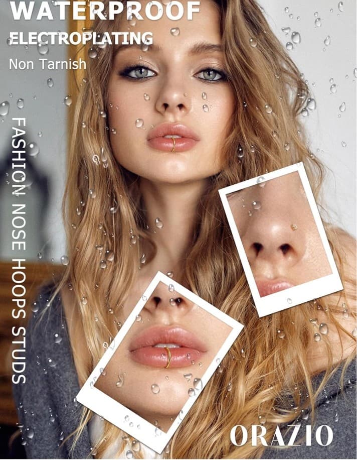 Nose Rings for Women - 14K Gold Filled Hypoallergenic for men or women - Thumbnail 2