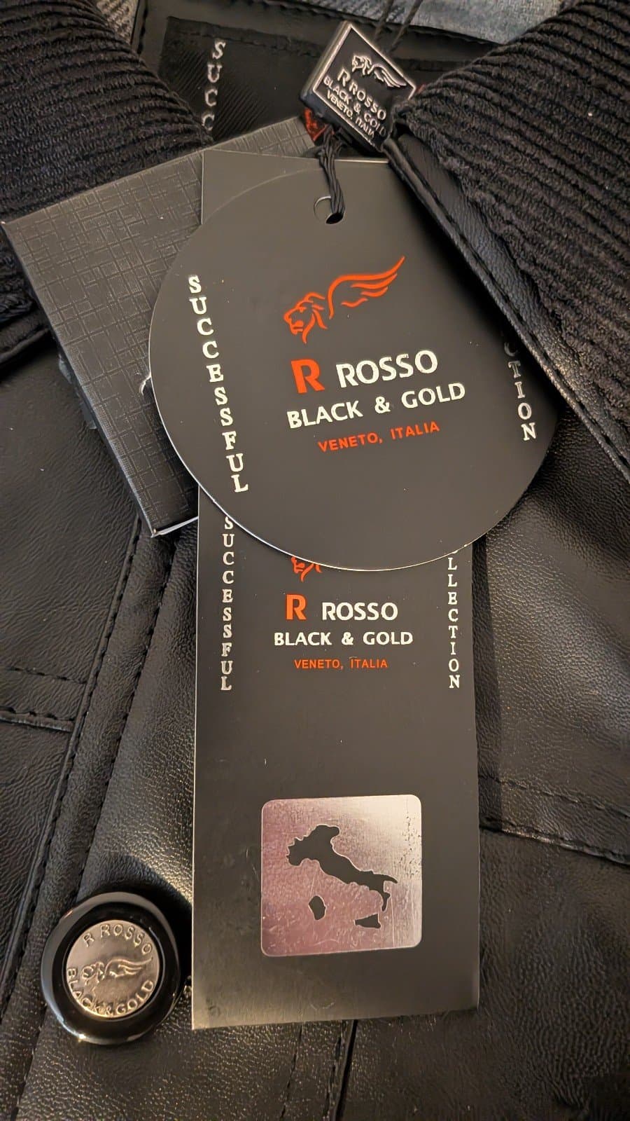 Vtg Veneto Italian Leather XL Jacket R Rosso Black Gold Collection Plaid Lined - Thumbnail 4