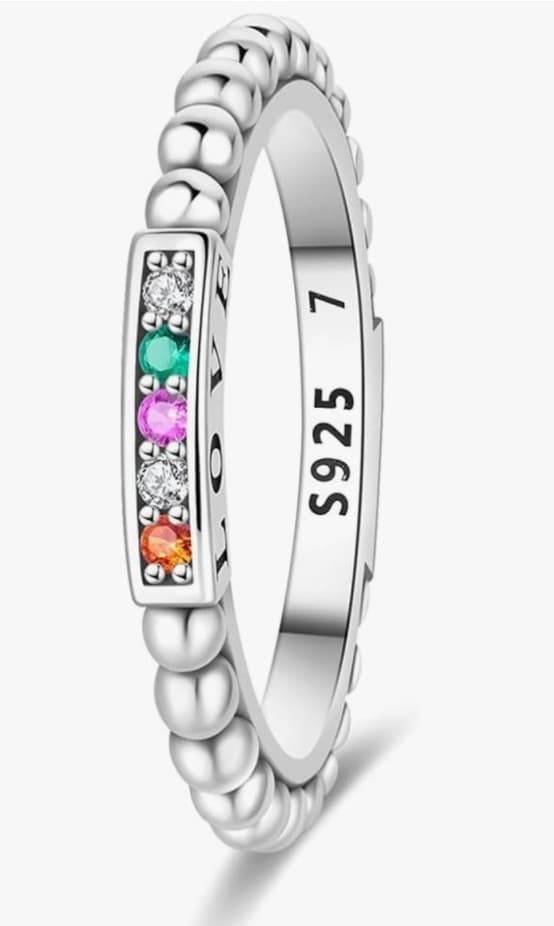 Sterling Silver Ring with Multicolor Gems - Image 1
