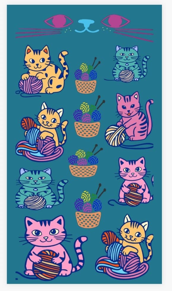 1 sheets of cat stickers cats playing with yarn - Thumbnail 4