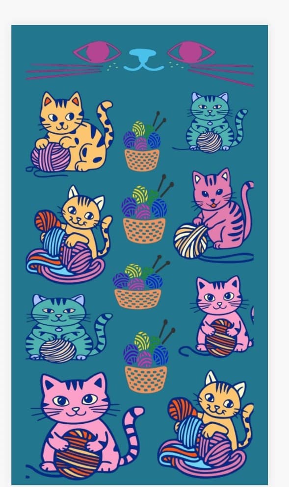 1 sheets of cat stickers cats playing with yarn - Image 1