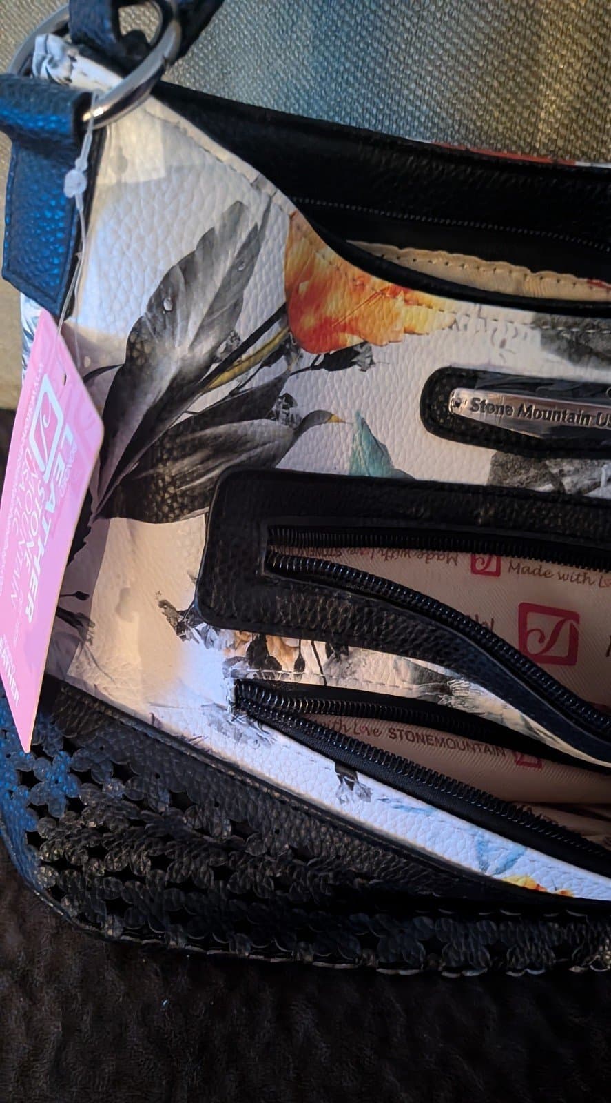 Stone mountain USA bonded leather flower purse / crossbody - Thumbnail 10