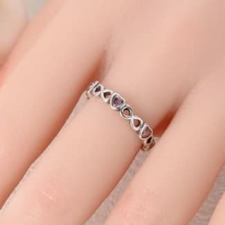 Sterling silver Ring with Pink Cz Hearts stamped 925 size 7 - Thumbnail 5