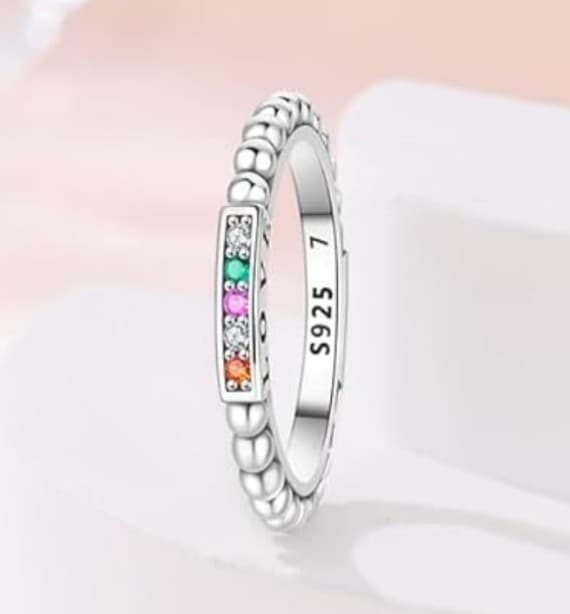 Sterling Silver Ring with Multicolor Gems - Thumbnail 3