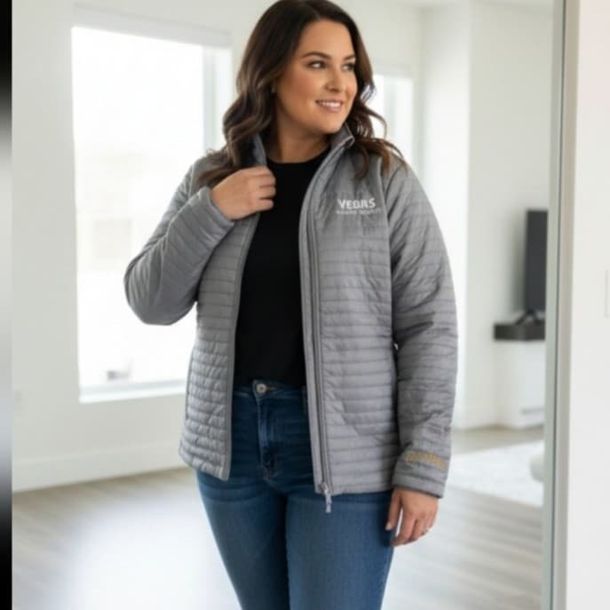 Rare VGK Official NHL Vegas Golden Knights Circe Puffer Jacket Grey XL UNISEX - Thumbnail 3