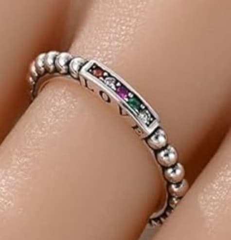 Sterling Silver Ring with Multicolor Gems - Thumbnail 2