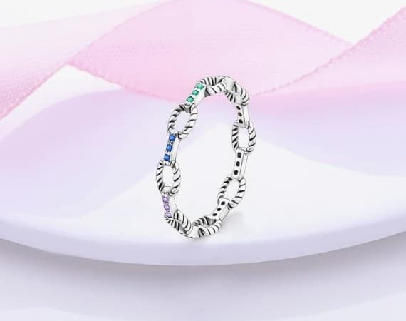 Colorful Clasp with Snake bone pattern Ring SIZE 7 brand new - Thumbnail 2