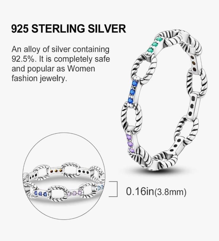 Colorful Clasp with Snake bone pattern Ring SIZE 7 brand new - Thumbnail 4