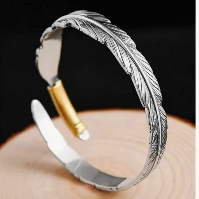 Silver and Gold Bohemian/ Southwestern Style Feather Bracelet - Thumbnail 3
