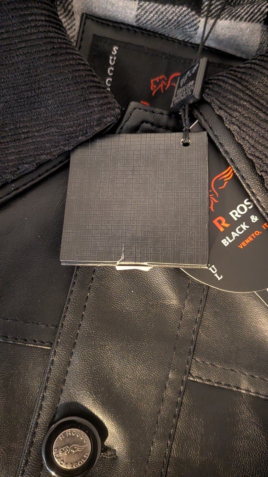 Vtg Veneto Italian Leather XL Jacket R Rosso Black Gold Collection Plaid Lined - Thumbnail 6