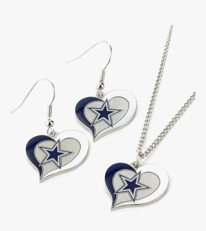 NFL Swirl Heart Earrings and Pendant Set - Jewelry Sterling silver Necklace 925 - Thumbnail 3