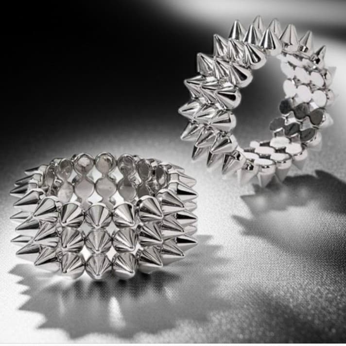 HT Silver Spiked Bracelet Set Stretchy Brand New never used - Thumbnail 6