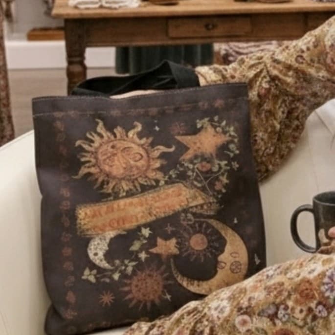 ~hot topic Bohemian Sun and Moon Tote Bag - light brown tote - Thumbnail 7