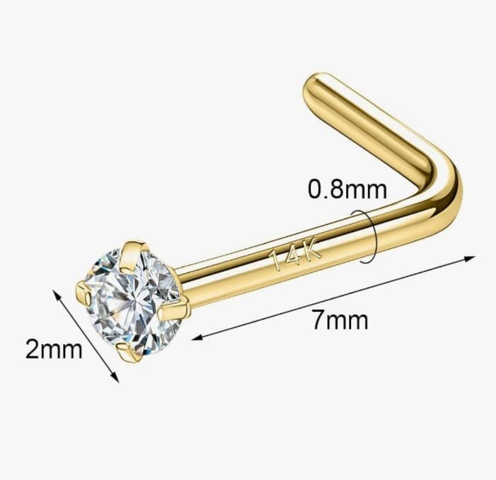 14 k solid gold nose ring ring 2 mm - Thumbnail 6