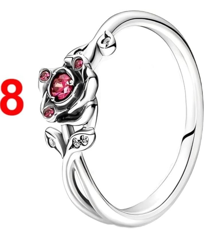 925 Beauty & the Beast Rose Ring size 8 Compare to the Pandora Disney Ring - Thumbnail 5