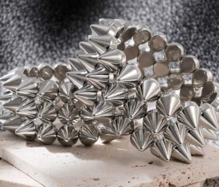 HT Silver Spiked Bracelet Set Stretchy Brand New never used - Thumbnail 5