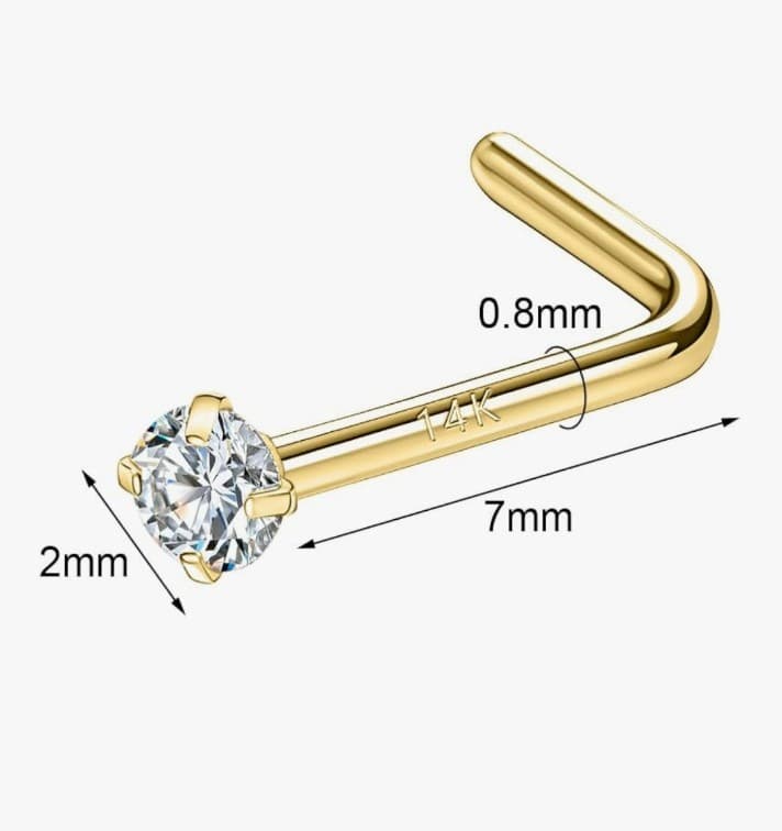 14 k solid gold nose ring ring 2 mm - Thumbnail 2